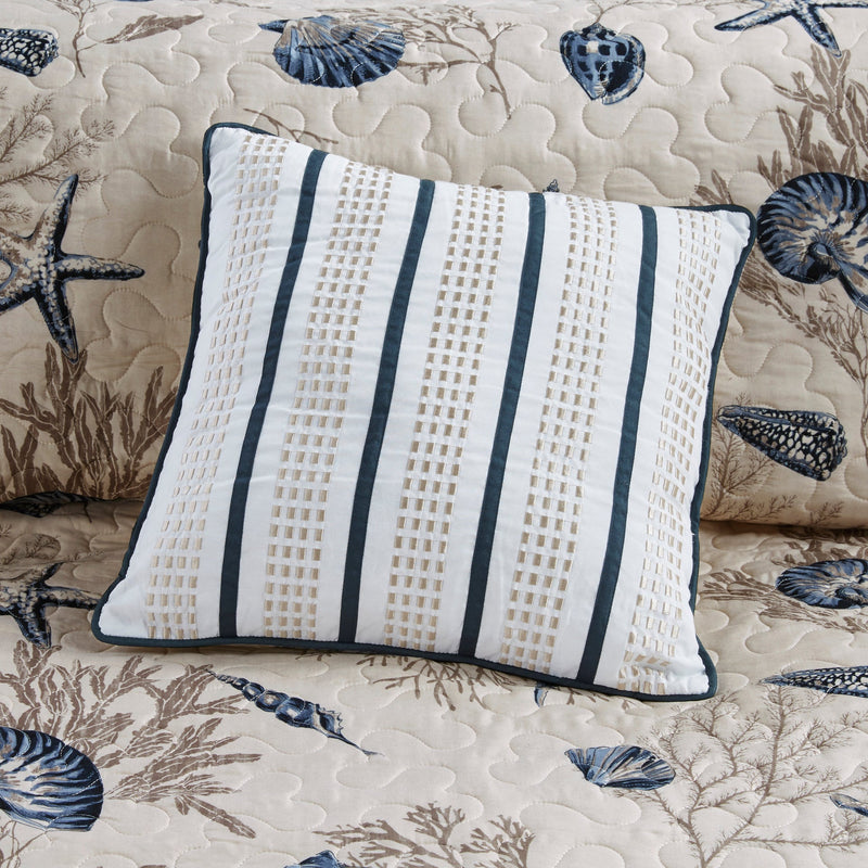 Brushed   Quilt Set with Throw Pillows Blue Twin/Twin XL