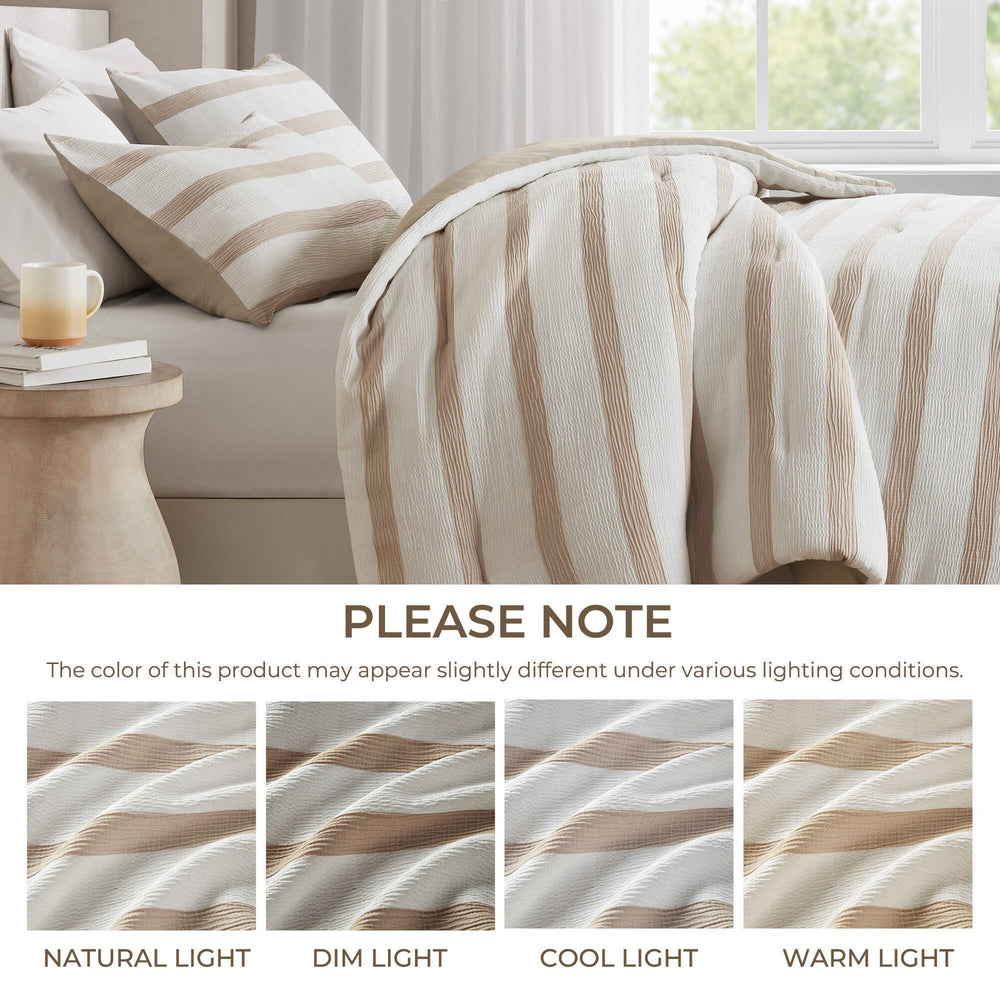 3-Piece Full/Queen Yarn-dyed striped comforter Media 5