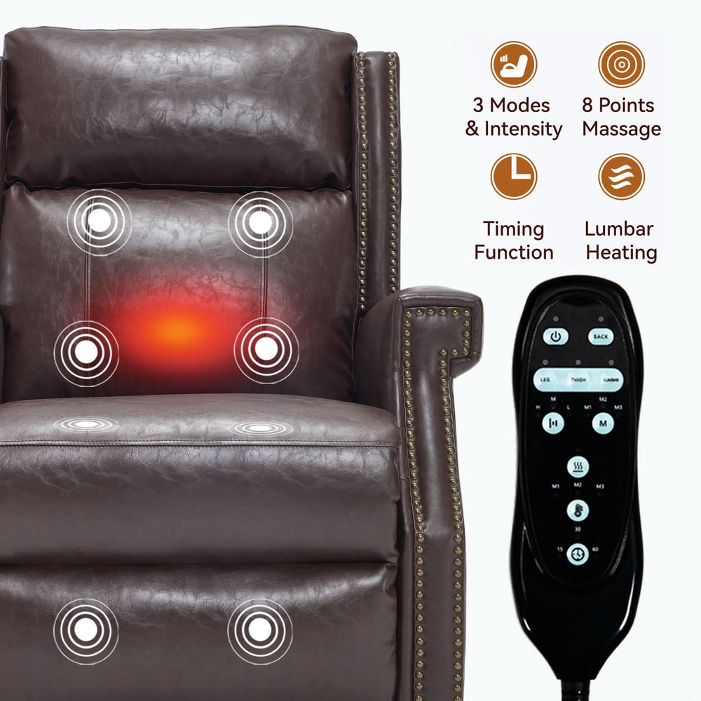 Manual Recliner Chair Faux Leather Massage With 8 Vibrating Nodes & 3 Modes For Living Room Media 4