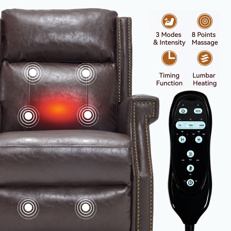 Manual Recliner Chair Faux Leather Massage With 8 Vibrating Nodes & 3 Modes For Living Room