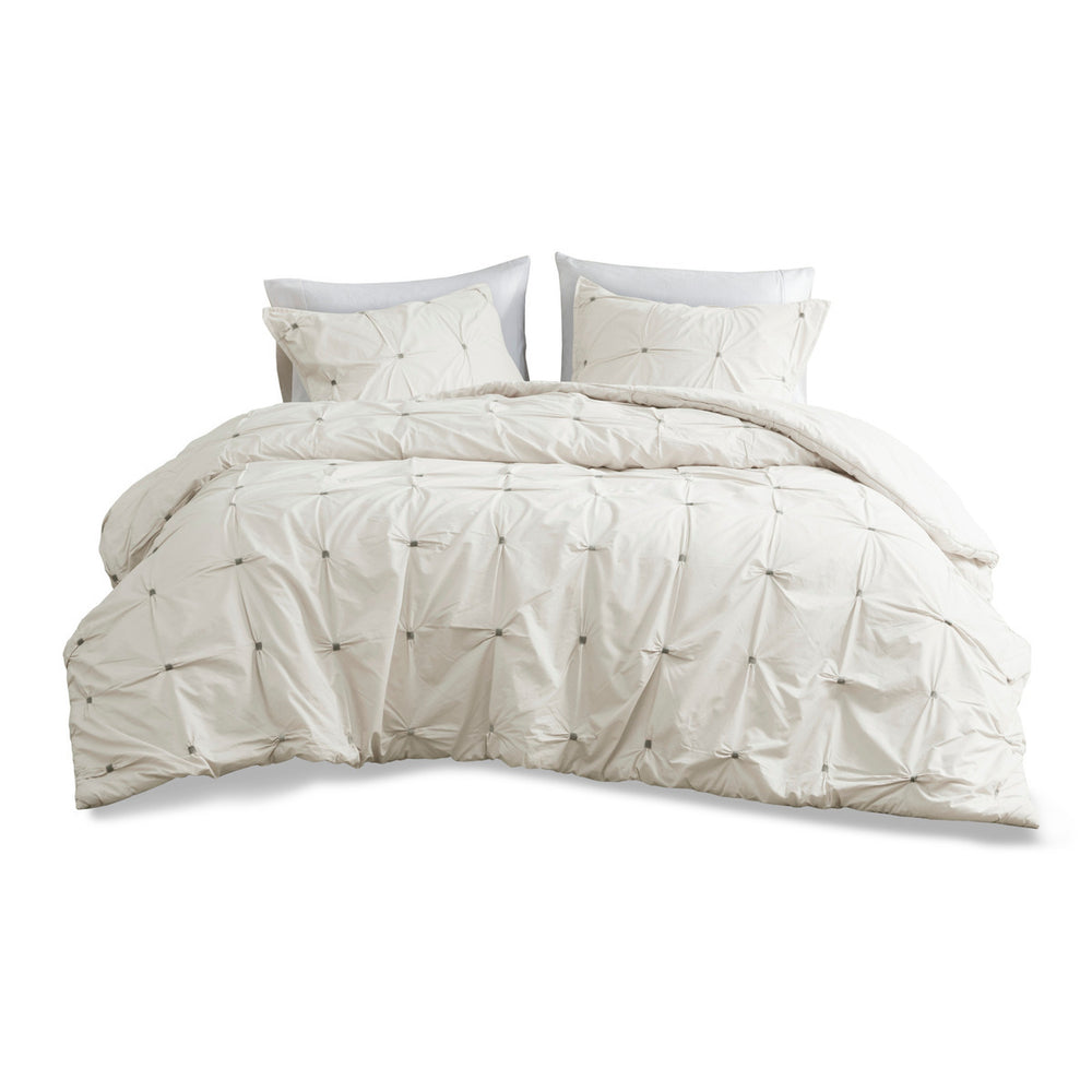 King/Cal King 3 Piece Elastic Embroidered Cotton Duvet Cover Set Media 5