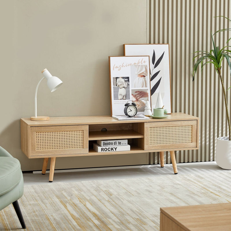 TV Cabinet Solid Wood With Adjustable Shelf For Living Room Use 55 Inch Length