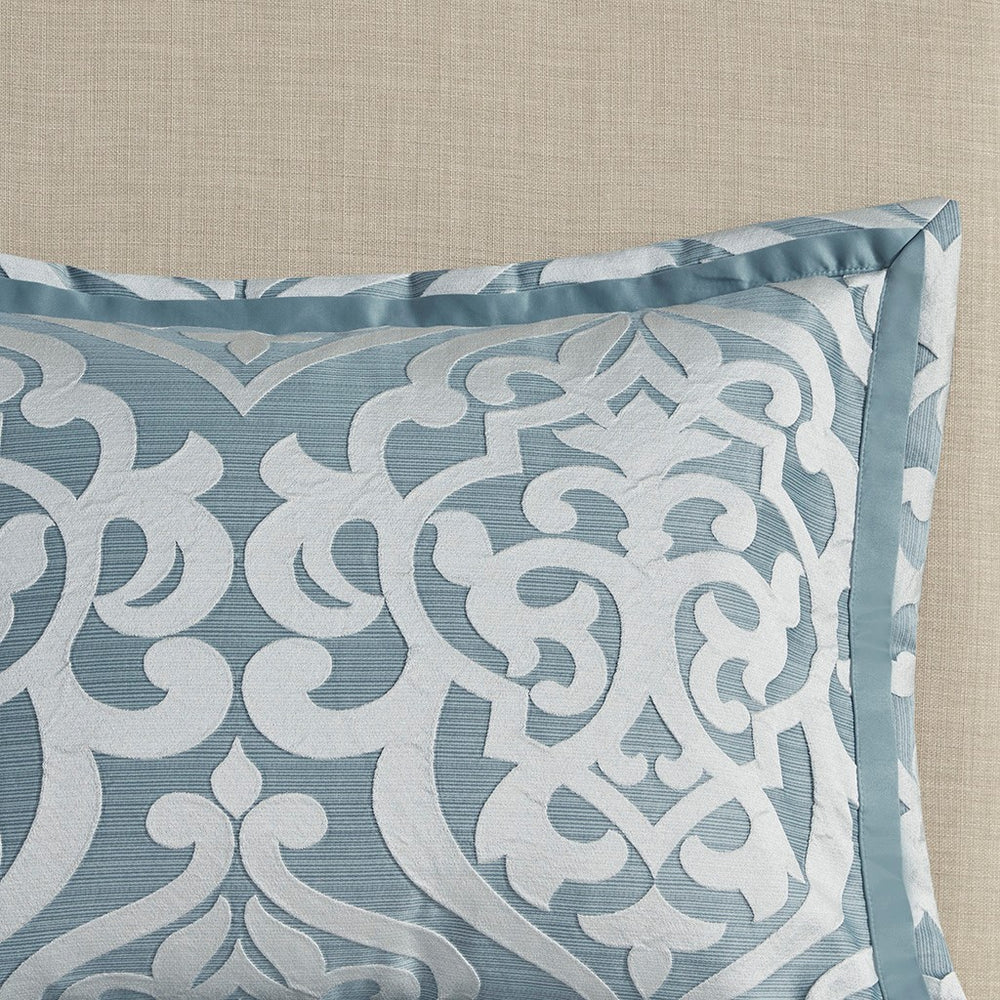 8 Piece Jacquard Comforter Set Aqua/Silver Queen Media 12