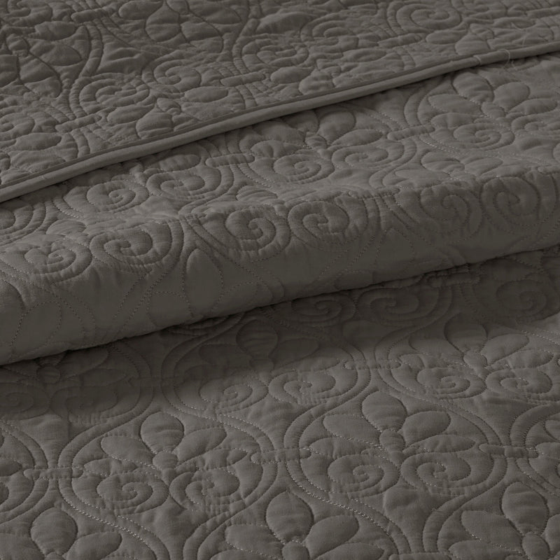 Reversible Bedspread Set Dark Grey Full