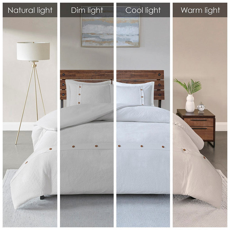 3 Piece Cotton Comforter set White Full/Queen