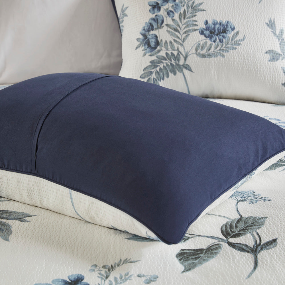 7 Piece Printed Seersucker Comforter Set with Throw Blanket Blue King/Cal King Media 13
