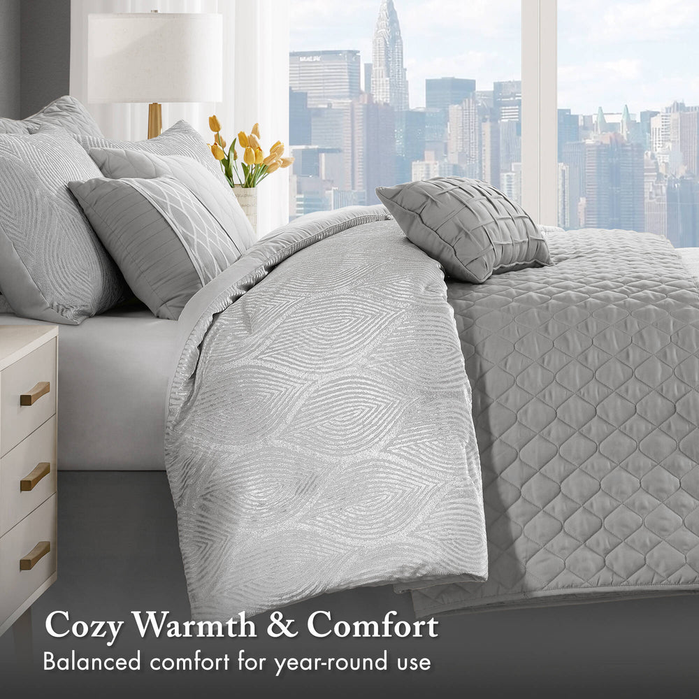 10- Piece Cal King Jacquard Comforter Set Media 2