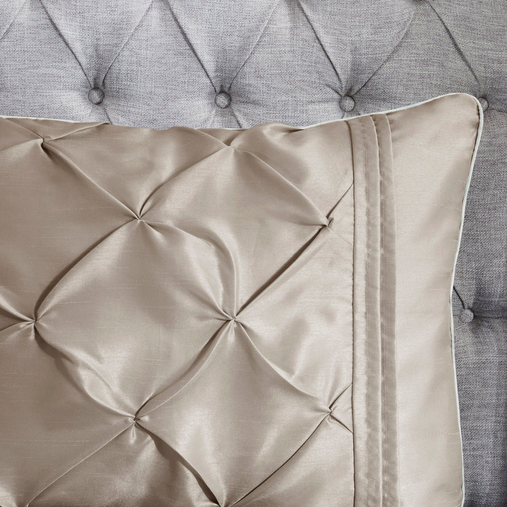 7 Piece Tufted Comforter Set Taupe Cal King Media 8