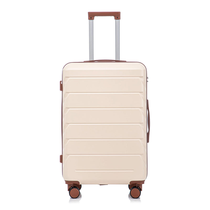 Abs Luggage Set 20 24 28 Inches 3 Piece Beige Durable Spinner Wheels & Combination Lock