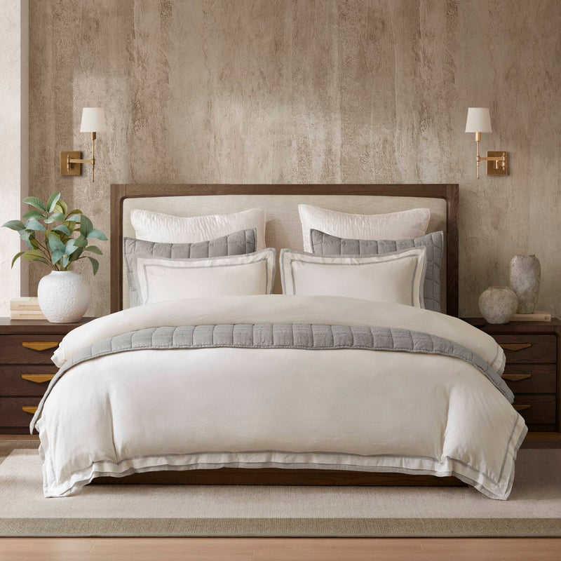 3 Pieces Full/Queen Duvet Cover Set,White+Gray
