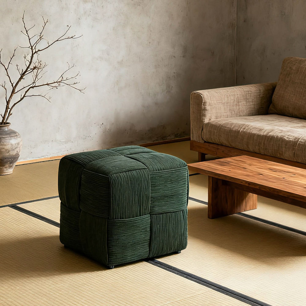 Ottoman Foot Rest Corduroy Green Square Stool For Living Room & Sofa Use Home Furniture Media 2