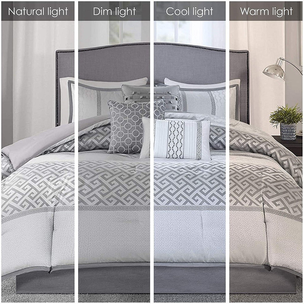 7 Piece Comforter Set Grey Queen Media 7