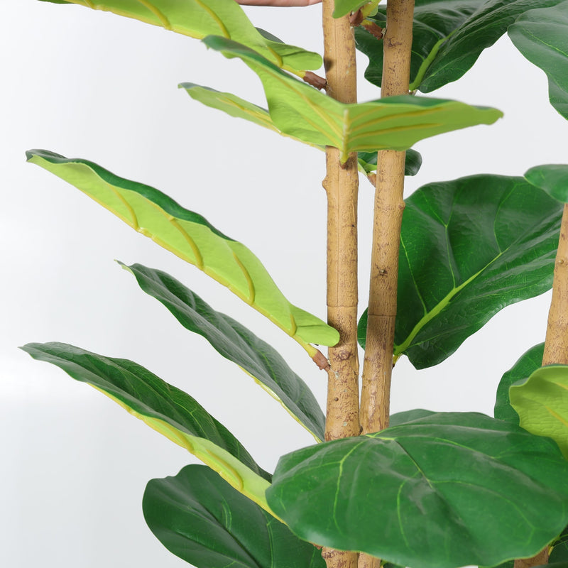 5.2FT Artificial Fiddle Leaf Fig Tree With Decorative White Pot, Real Touch Fake Indoor Plant for Home Office Living Room Corner Decoration, 1pc/set