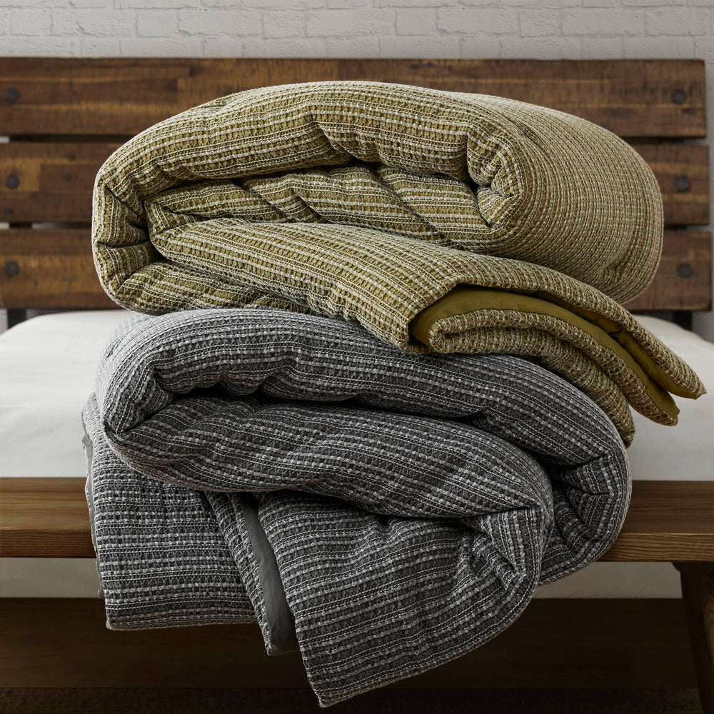 3PCS Full/Queen Waffle Washed Comforter Set Media 15