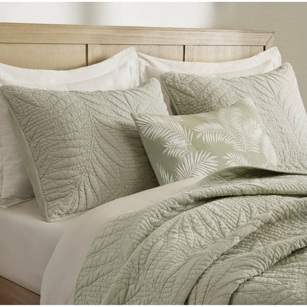 King 3 Piece Cotton Quilt Set Sage Media 6