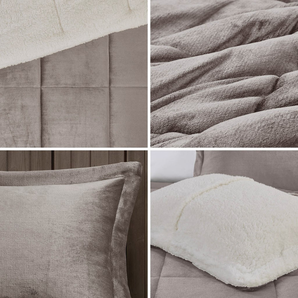 Full/Queen Plush to Sherpa Down Alternative Comforter Set Media 3