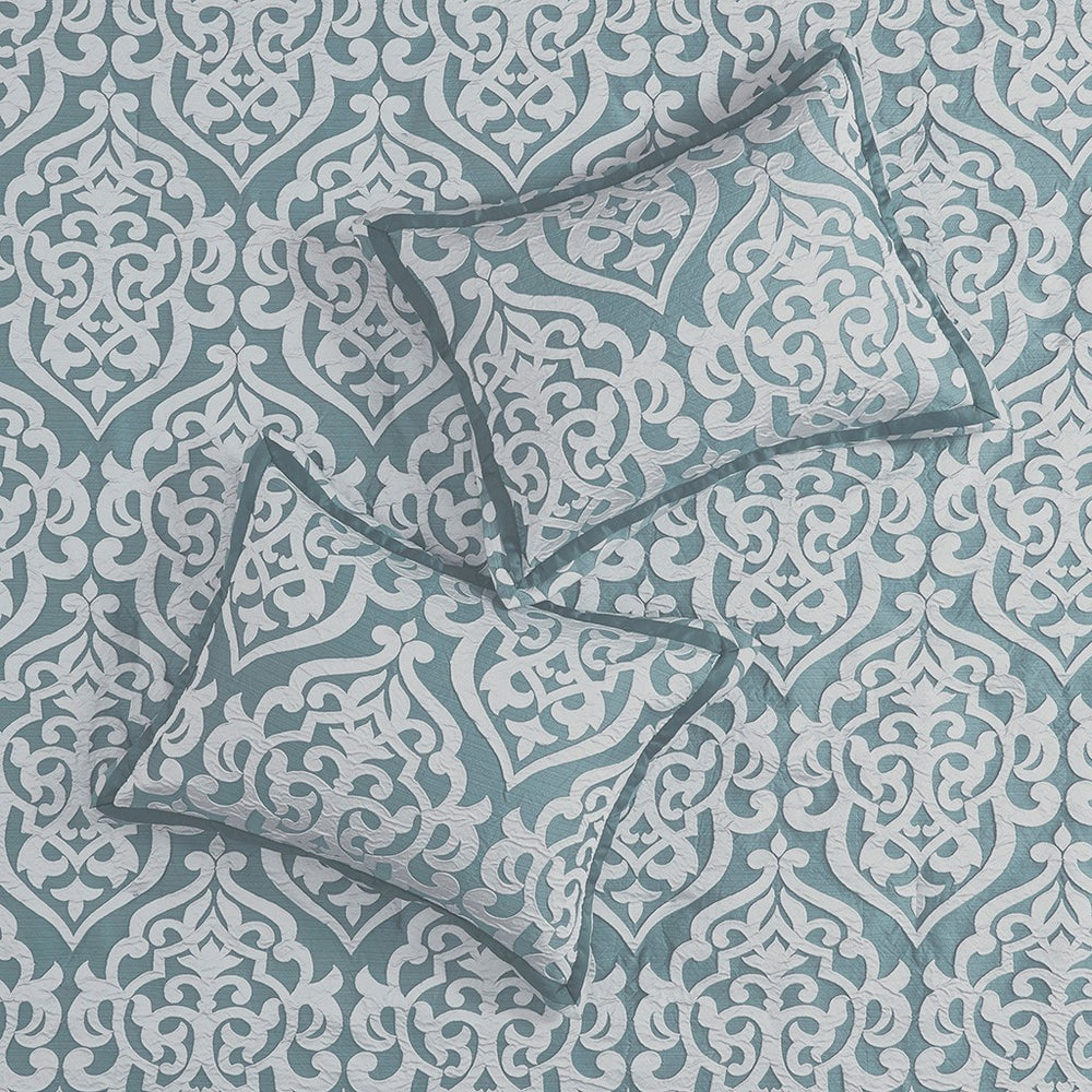 8 Piece Jacquard Comforter Set Aqua/Silver Queen Media 2