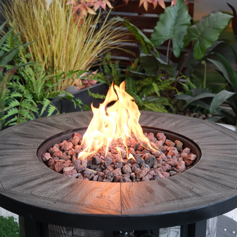 Outdoor Propane Fire Pit Concrete Stonecrest & Lava Rocks Cover Included Media 14