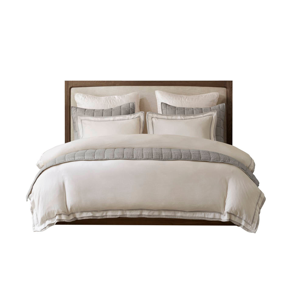3 Pieces Full/Queen Duvet Cover Set,White+Gray Media 17