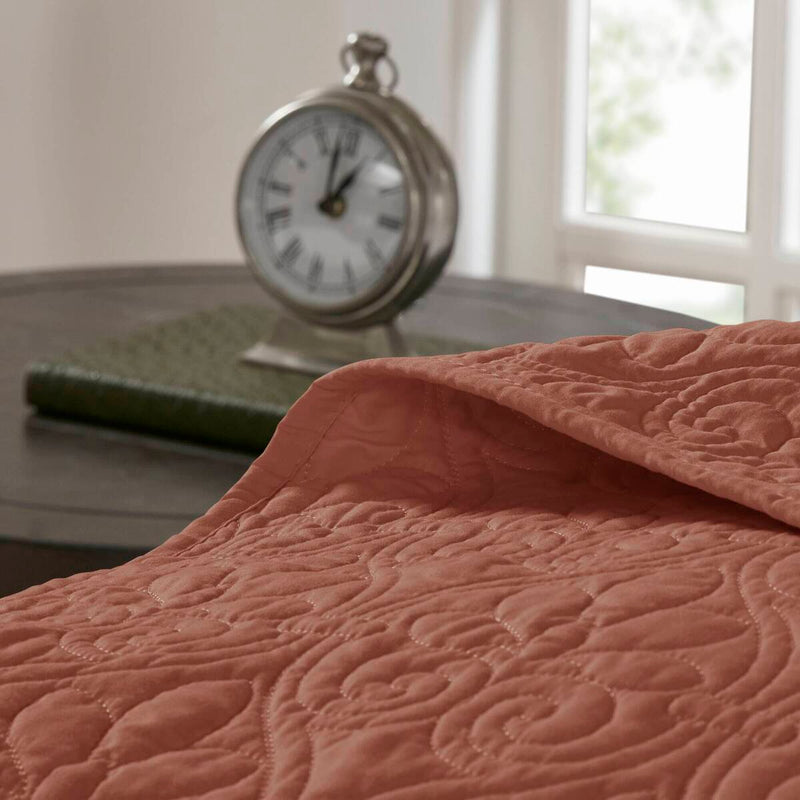 3 Piece Reversible Bedspread Set Clay Red King