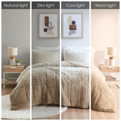 Ombre Shaggy Long Fur Comforter Mini Set perspective