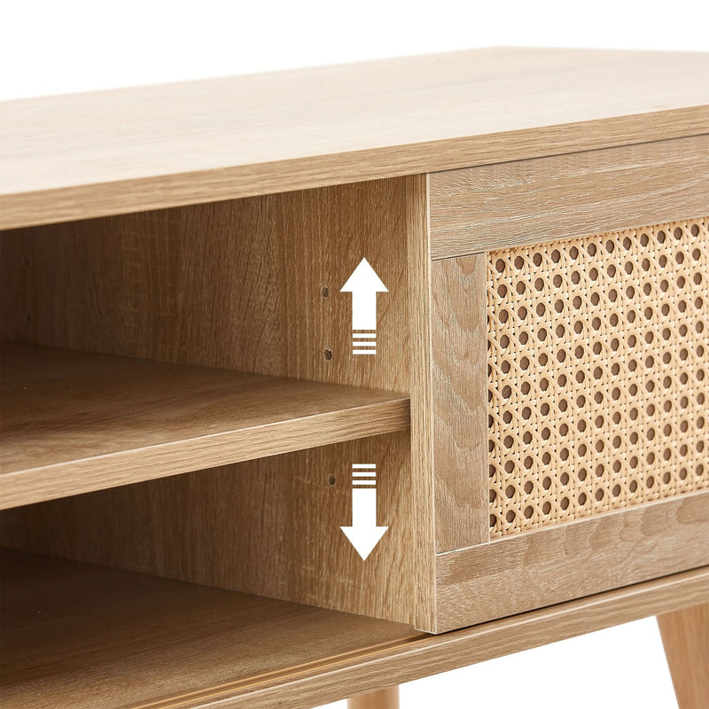 TV Cabinet Solid Wood With Adjustable Shelf For Living Room Use 55 Inch Length