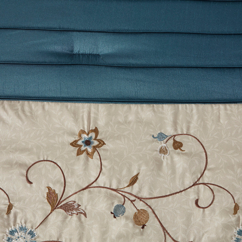 Embroidered 7 Piece Comforter Set Navy King