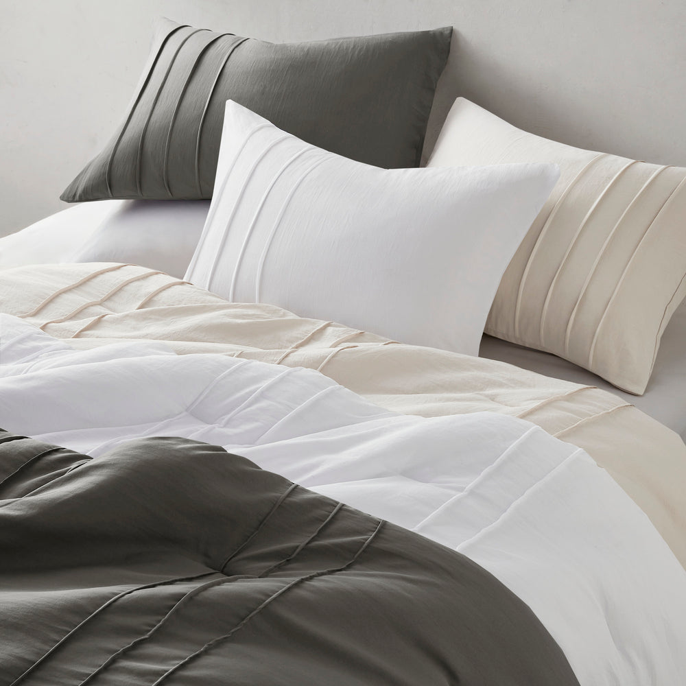 3-Piece Cal King Soft Washed Pleated Comforter Set Media 13