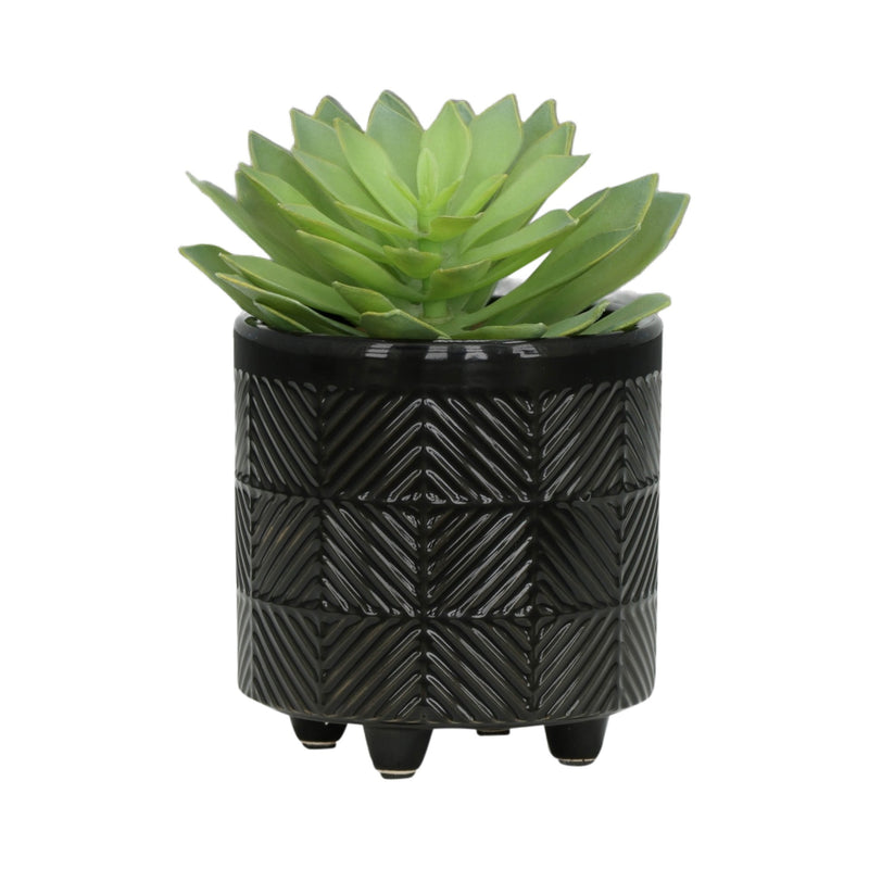S/2 6/8' TEXTURED PLANTERS, SHINY BLACK