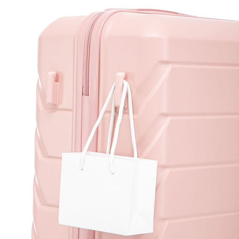ABS Spinner Luggage 3 Piece Set Pink Matching Color & Combination Lock For Travel Use