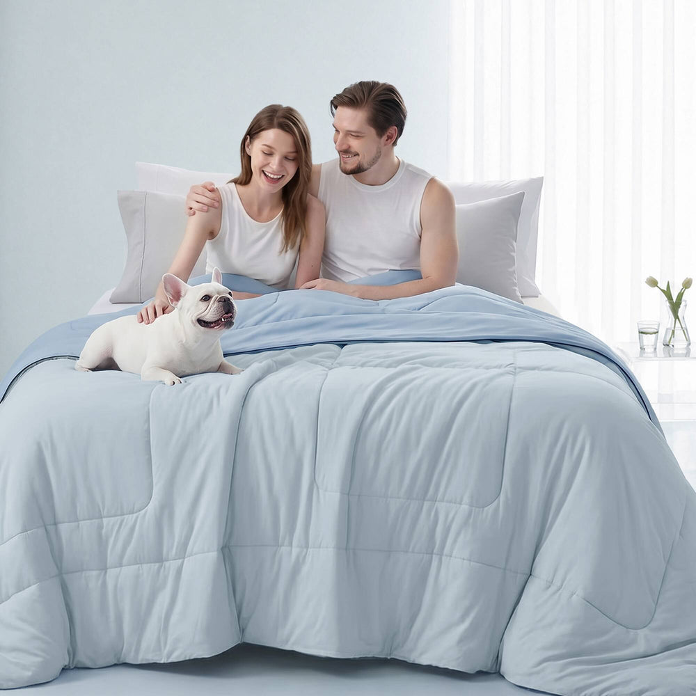 1 Piece King Down Alternative Comforter,Light Blue Media 4