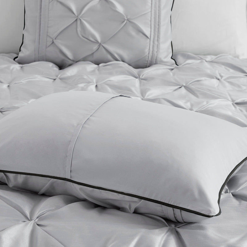 7 Piece Tufted Comforter Set Grey Queen