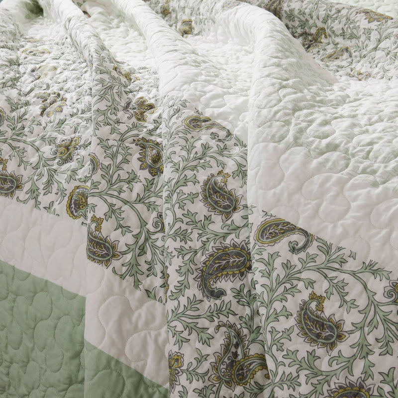 6 Piece Cotton Percale Quilt Set with Throw Pillows Full/Queen