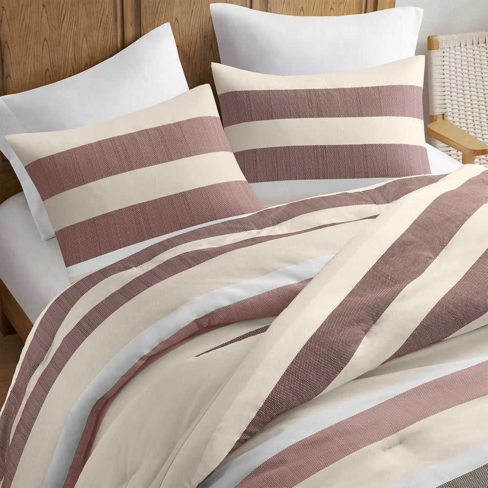 2-Piece Twin/Twin XL Stripe Textured Print Comforter Set,Terracotta Media 7