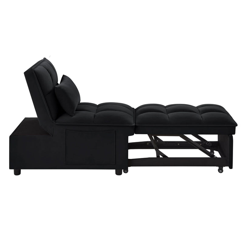Velvet Sofa Bed Convertible Chaise Lounge Black Living Room American Design