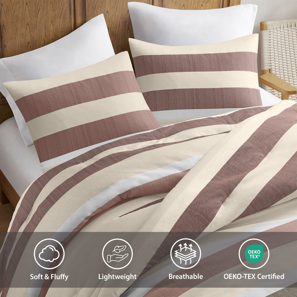 2-Piece Twin/Twin XL Stripe Textured Print Comforter Set,Terracotta Media 13