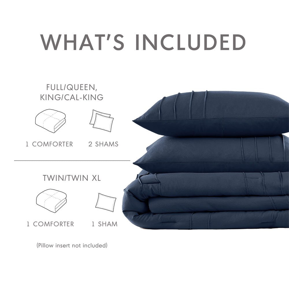 3-Piece Cal King Soft Washed Pleated Comforter Set Media 16