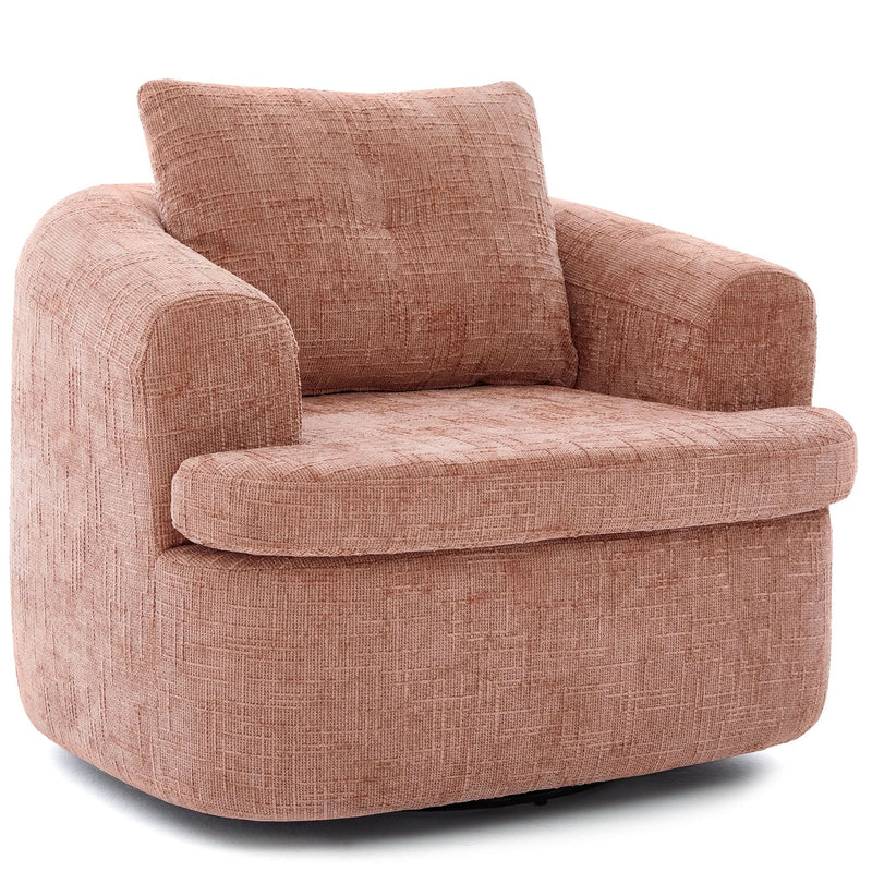 360 Degree Swivel Chair Chenille Pink Dual Layer Cushion Living Room Decor Accent Seating Home