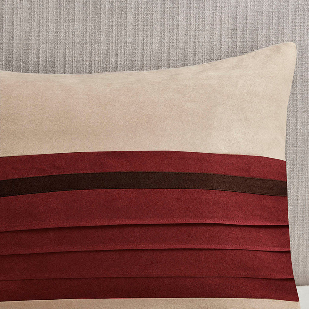 7 PC Pieced Faux Suede Comforter Set Red Cal King Media 10