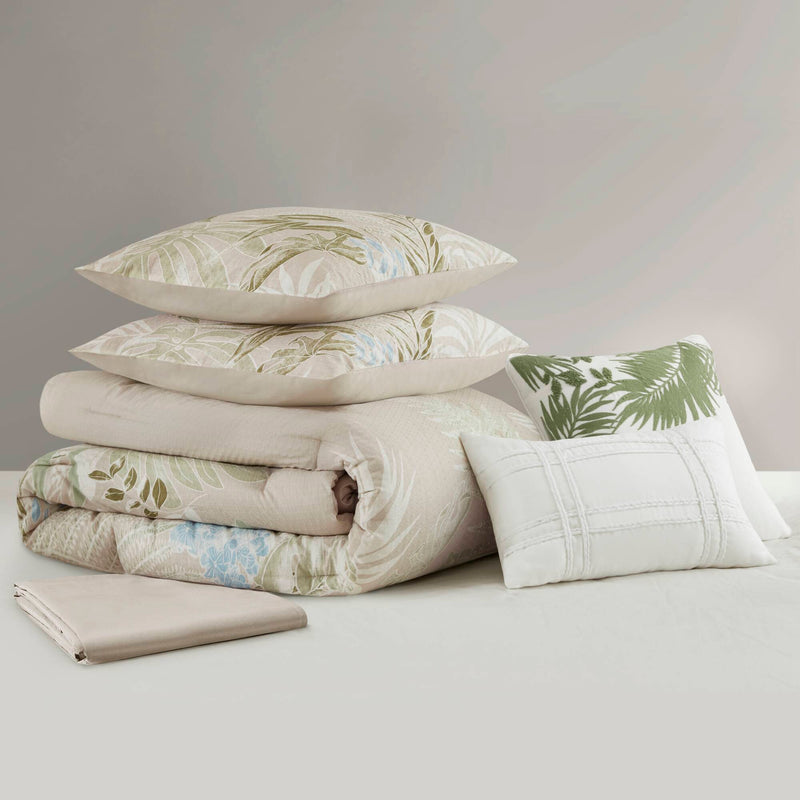6 Piece Oversized Cotton Comforter Set with Throw Pillow