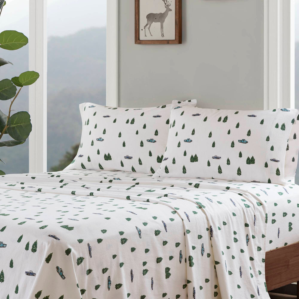 4 PCS King Sheet Set Green Trees & Trucks Media 20