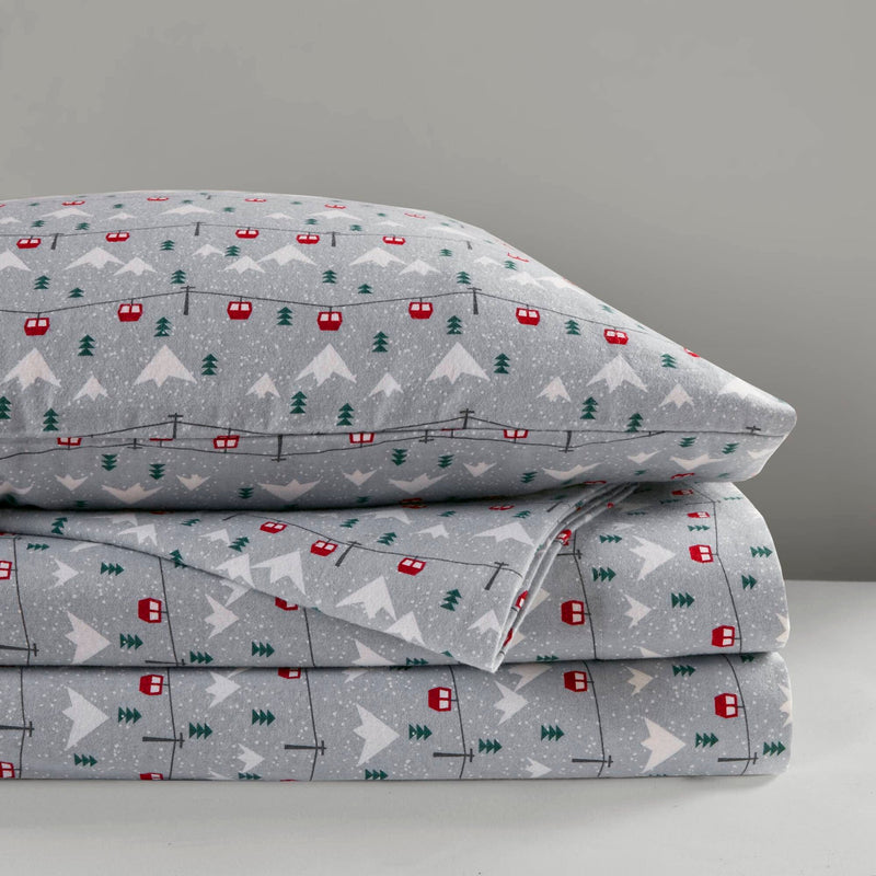 4 PCS King Sheet Set Grey Ski Jump
