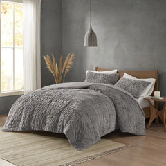 Ruched Fur Down Alternative Comforter Set perspective