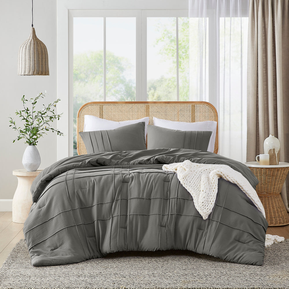 3-Piece Cal King Soft Washed Pleated Comforter Set Media 15