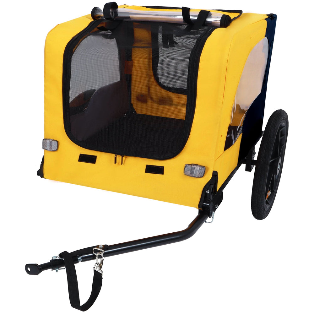 Pet Bike Trailer Dog Cart for Bicycle, Suitable for Small and Medium Pets, Easy Folding Cart Frame, Quick Release Wheel, Non-Slip Floor, Internal Leash Media 8