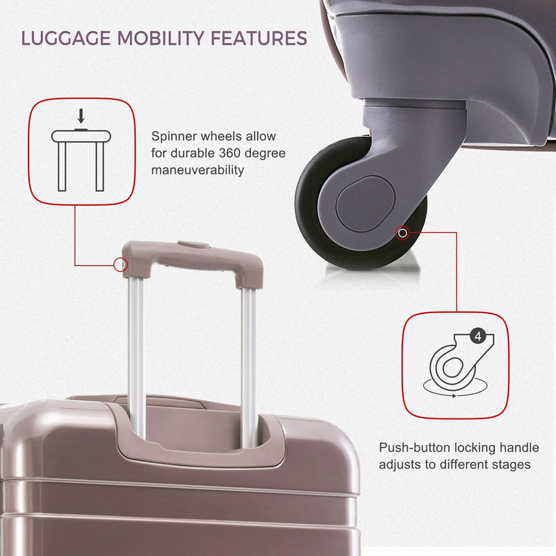 Luggage Set ABS Hardside Lightweight Golden 20 24 28 Inches Spinner Wheels TSA Lock