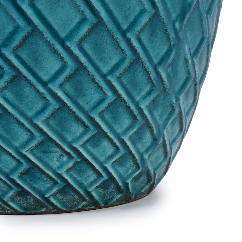 Ceramic Flowerpot, Modern Planter for Patio, Garden, Windowsill - Cyan