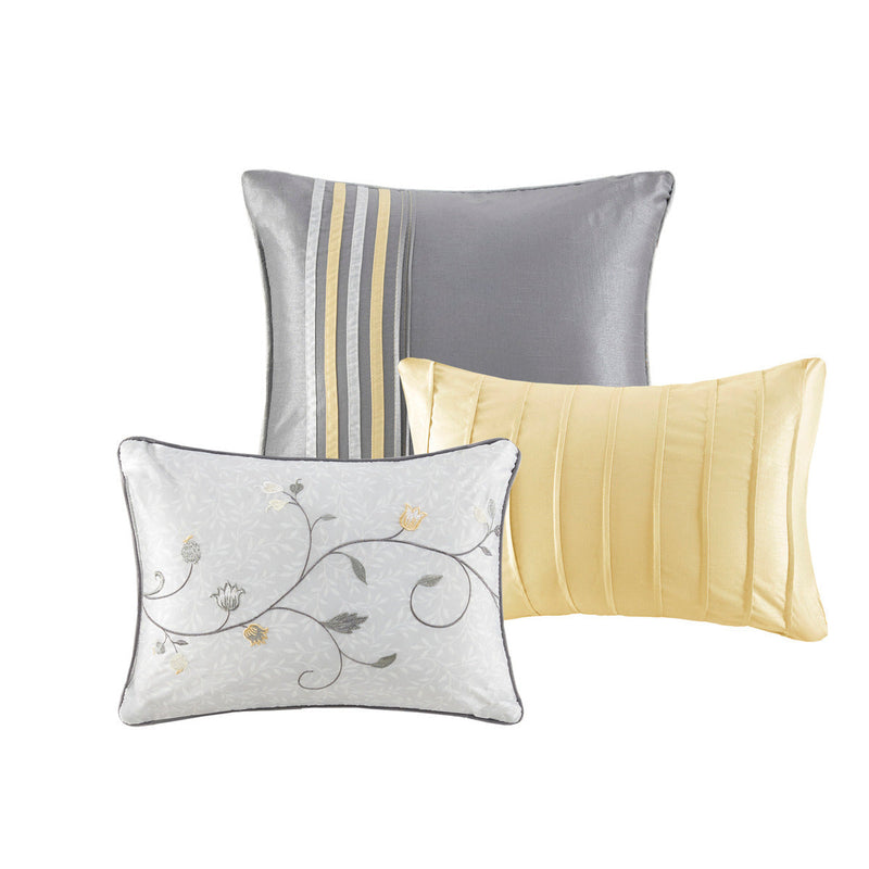 Embroidered 7 Piece Comforter Set Yellow King