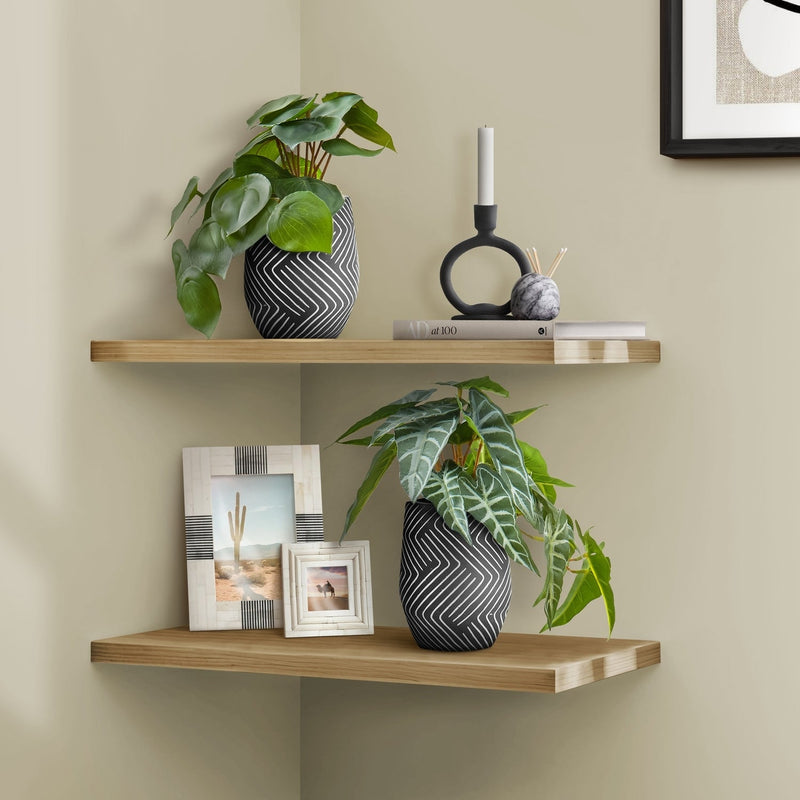 Artificial Alocasia Plant Set of 2, 8' Tall, Green Faux Indoor Decor with Black Cement Pots, Realistic Leaves, Tabletop Greenery