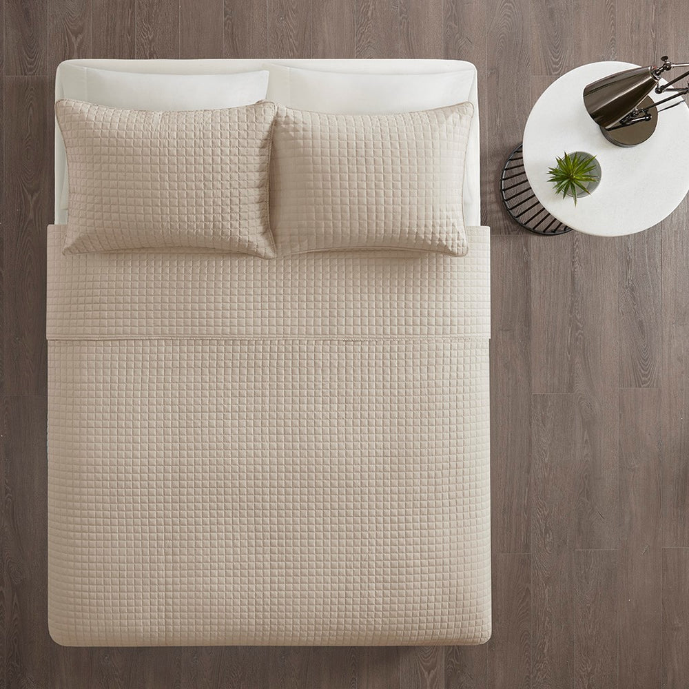 3 Piece Reversible Quilt Set Khaki King/Cal King Media 2
